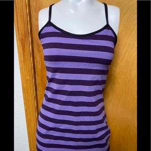 Lululemon purple striped tank w/ shelf bra size 6